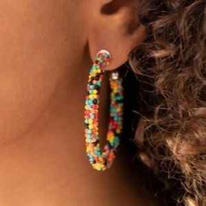 Francesca’s Confetti Hoop Earrings - 2.25”